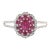 0.85ctw Ruby & Diamond Oval Cluster Ring, 14k White Gold, Ring Size 6 For Sale