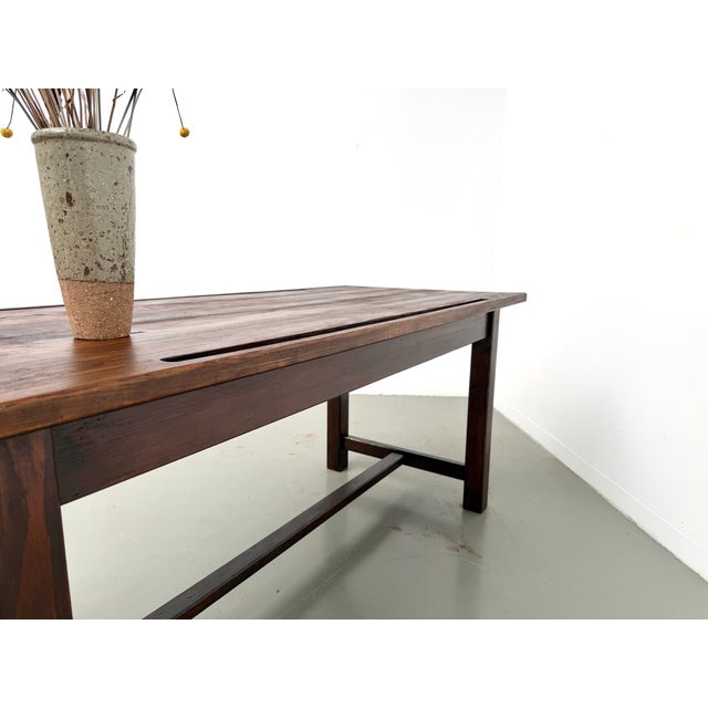 Pine Worktable with Grooved Top and Satin Brown Finish, 1960s For Sale - Image 10 of 18