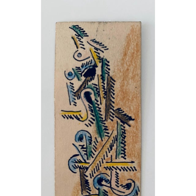 Expressionism Ben-Zion Weinman, Abstract Drawing Watercolor Painting Totem Column Jewish American Modernist WPA For Sale - Image 3 of 6