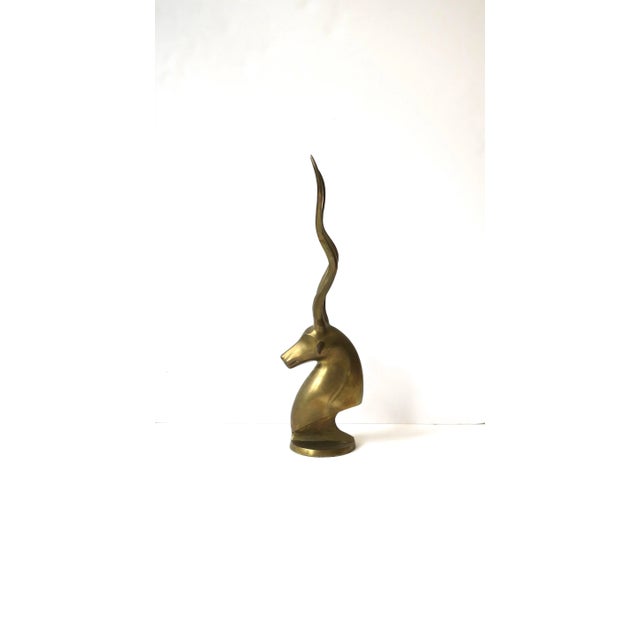 Modern Brass Gazelle Antelope Animal Sculpture Decorative Object, Tall For Sale - Image 3 of 13