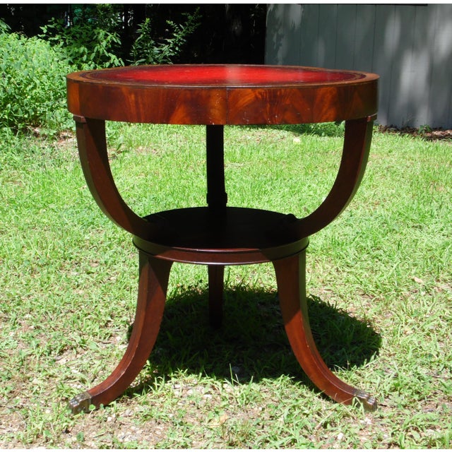 Wood Vintage Ferguson Regency Mahogany Red Leather Top Center Table For Sale - Image 7 of 12