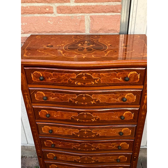 Wood Vintage Inlaid Chest of Drawers, 1960s For Sale - Image 7 of 14