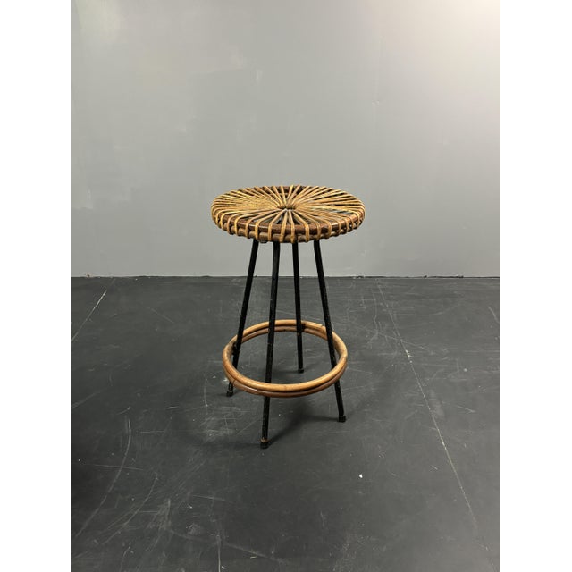 Mid-Century Modern Dutch Rattan Bamboo Bar Stool by Dirk Van Sliedrecht for Rohé Noordwolde, 1950s For Sale - Image 12 of 18
