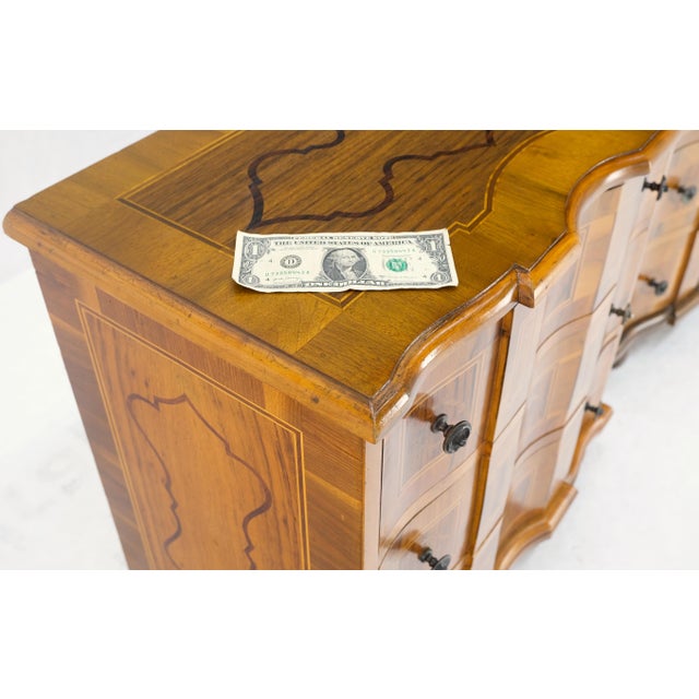 Brown Pair of Fine Italian Inlaid Three Drawers Banded Tops Nightstands Small Dresser For Sale - Image 8 of 14