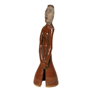 Vintage Figurative Ceramic Sculpture Elongated Standing Figure With Crossed Arms