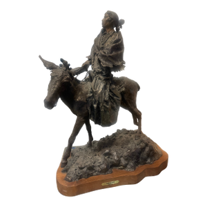 1980s Bronze by Daro Flood Entitled “Trail to Piñon “ 11/30 Native American Lady on Mule Beautiful Original