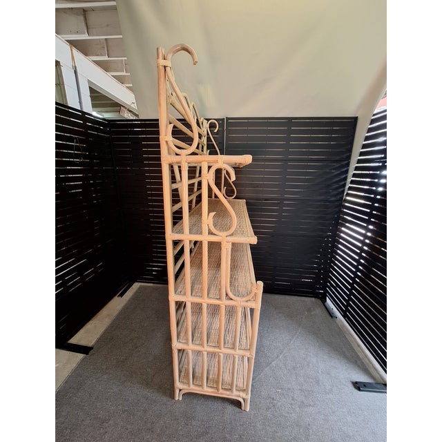 Mid-Century Modern Vintage 1970s Bent Rattan McQuire Style Bakers Rack For Sale - Image 3 of 9