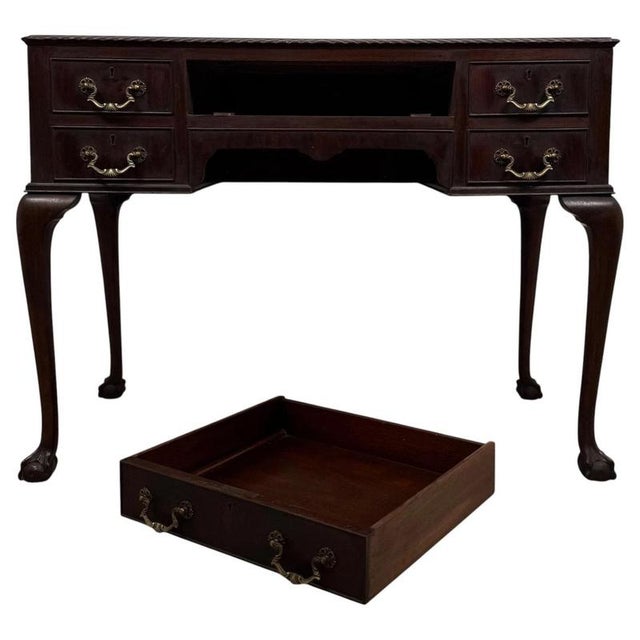 Antique English Edwardian Mahogany Writing Table For Sale - Image 3 of 12
