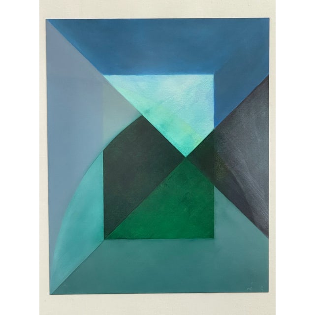 Late 20th Century Abstract Geometric Framed Gouache Painting on Paper by Listed Artist James Byrd For Sale - Image 9 of 12