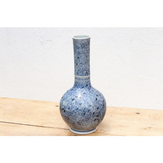 Indigo Mist, Tall Porcelain Blue & White Vase For Sale In Los Angeles - Image 6 of 9