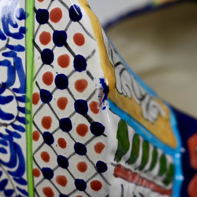 Vintage Talavera Mexican Pottery Huge Chicken Planter For Sale - Image 10 of 11