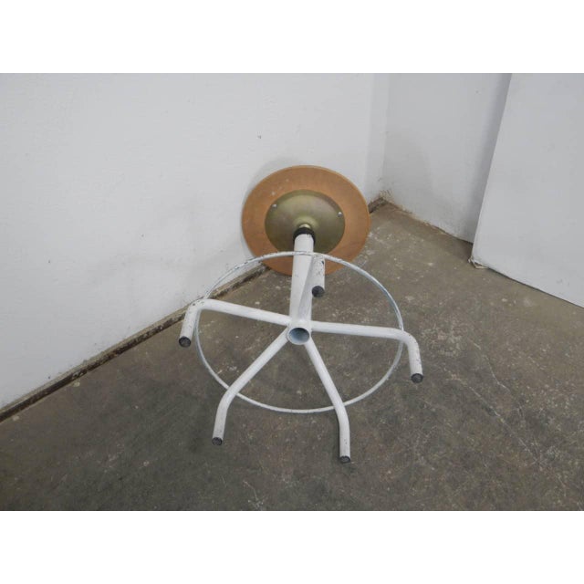 Industrial Beech and Iron 5-Foot Stool, 1970 For Sale - Image 3 of 8
