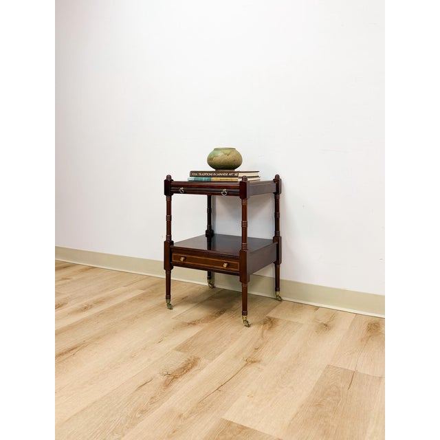 Mid 20th Century Vintage Mahogany Traditional Side Table Pullout Tray Regency Style Accent For Sale - Image 5 of 17