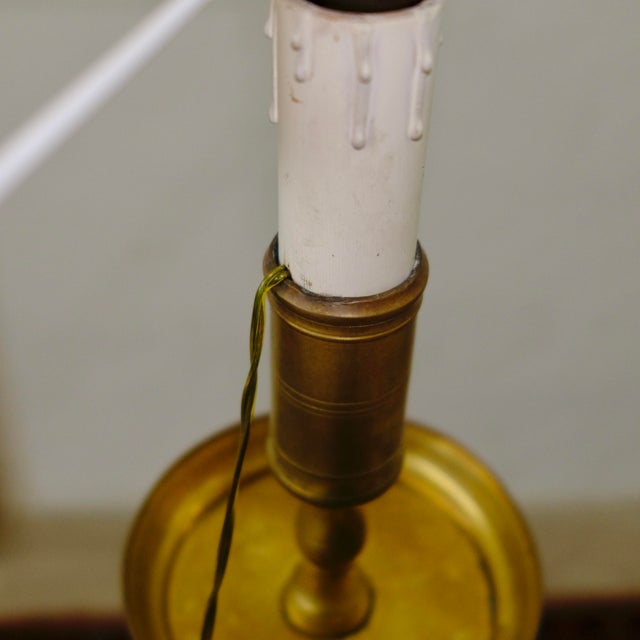 19th Century Brass Torch Lamp with Lampshade For Sale - Image 11 of 16