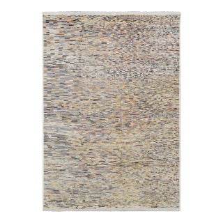 Modern Multicolor Hand Knotted Wool Rug For Sale