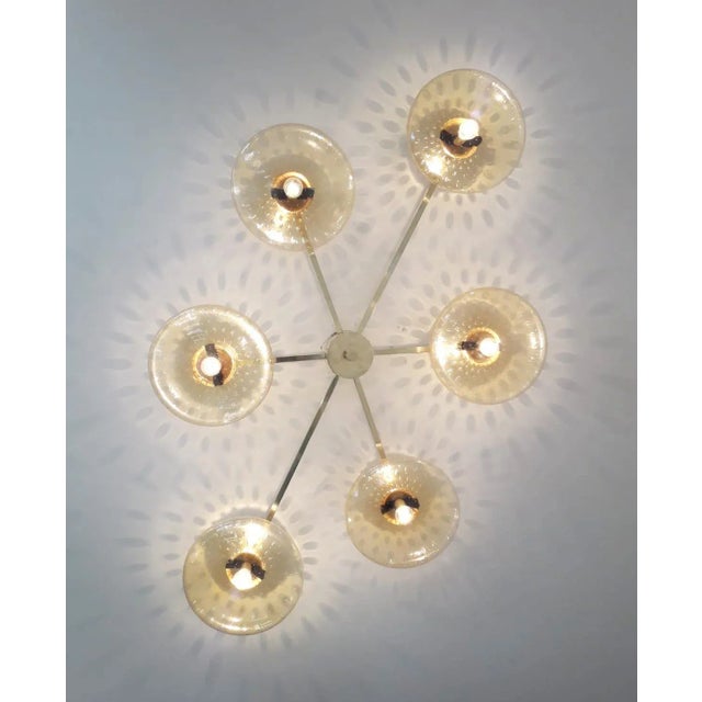 Fabio Ltd Angelo Natural Brass Amber Bubbles Glass Flush Mount by Fabio Ltd For Sale - Image 4 of 8