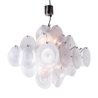 Chandelier with Iridescent Murano Glass Discs from Vistosi, Italy, 1960s For Sale