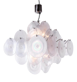 Chandelier with Iridescent Murano Glass Discs from Vistosi, Italy, 1960s