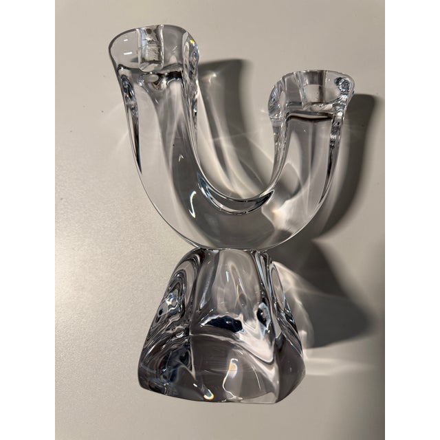 Modern Crystal Candelabra Signed Daum From France For Sale - Image 3 of 9