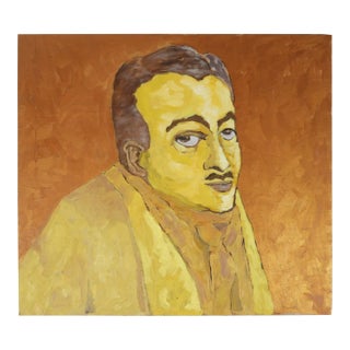 Contemporary Expressionist Portrait Painting Man in Yellow For Sale