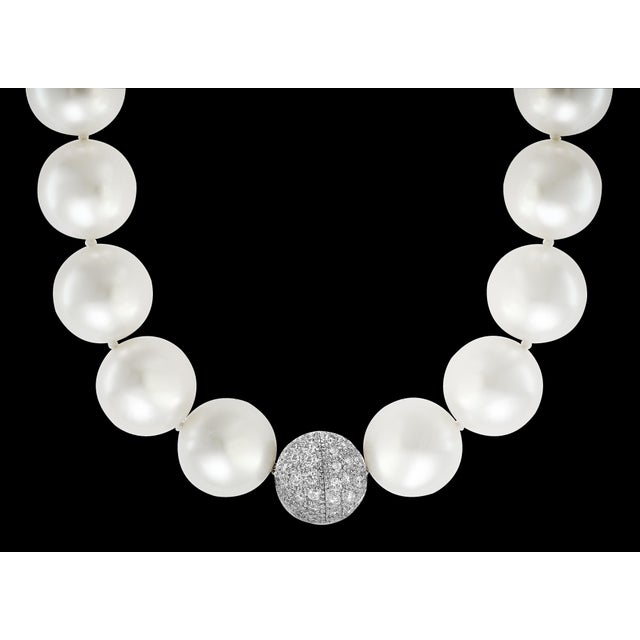 2020s Paul Morelli Flawless South Sea Pearl & 4 Ct Diamond Strand Opera Necklace 36 " For Sale - Image 5 of 8