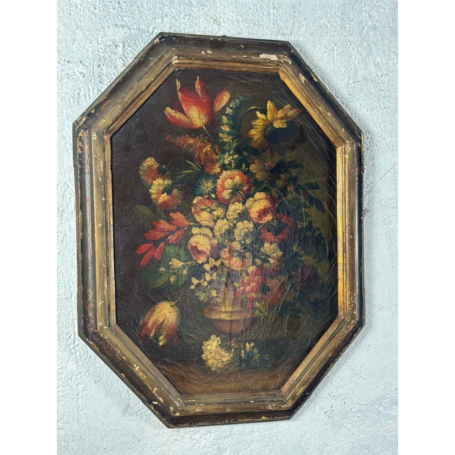 Textile Antique Oil on Canvas Painting For Sale - Image 7 of 10