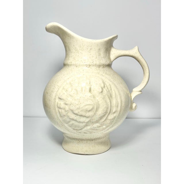 Vintage Farmhouse Ceramic Speckled Cream Beige Wash Basin Bowl & Pitcher For Sale - Image 10 of 12