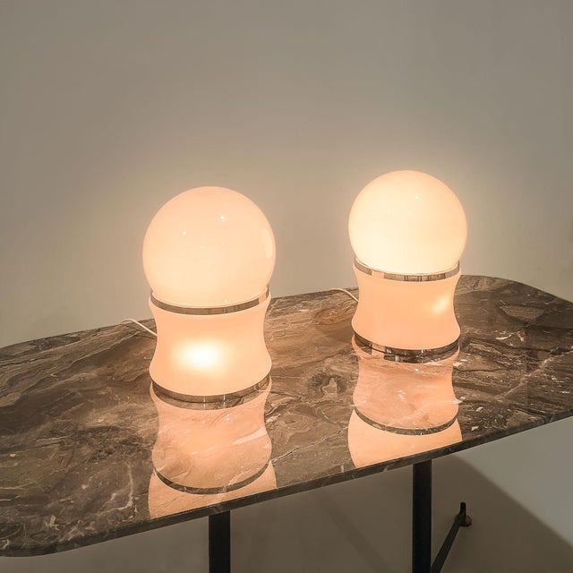 Large Opaline Glass Table Lamps by Goffredo Reggiani for Reggiani, Italy, 1960s, Set of 2 For Sale - Image 11 of 11