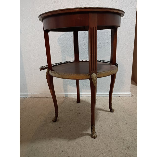 French 1970s Two-Tier Round Occasional Accent Table in a Louis XVI Style For Sale - Image 3 of 3