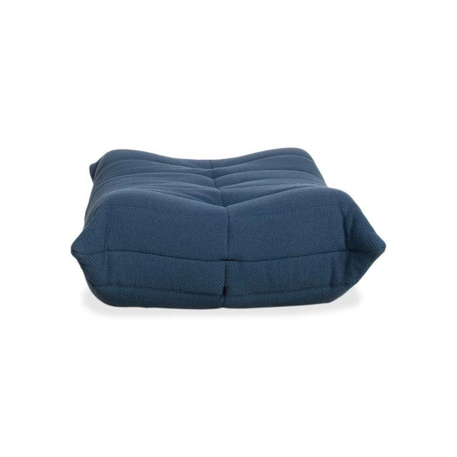 Blue Togo Ottoman in Petrol Blue Fabric by Michel Ducaroy for Ligne Roset For Sale - Image 8 of 10