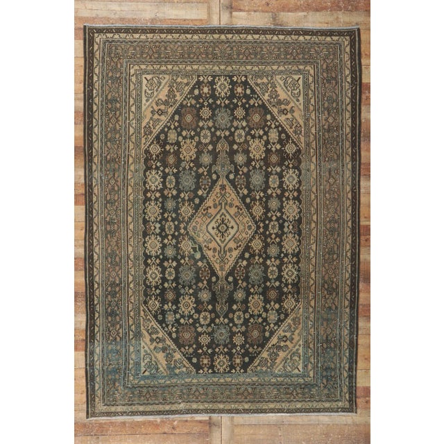 Mid 20th Century Vintage Persian Hamadan Rug, 06'10 X 09'07 For Sale - Image 11 of 12