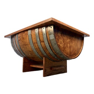 Late 20th Century Distressed Half-Barrel Lift-Top Coffee Table For Sale