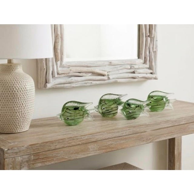Vintage Italian Hand-Blown Green Art Glass Fish Sculptures - Set of 4 For Sale - Image 11 of 12