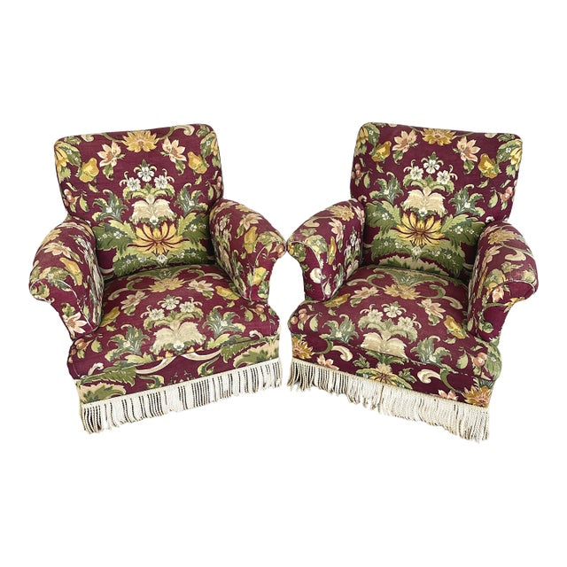 Napoleon III Style Armchairs With Fringes - A Pair For Sale