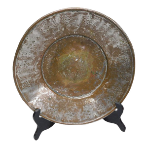 Antique 19th Century Ottoman Tinned Copper Hand-Hammered Bowl 13 Inches
