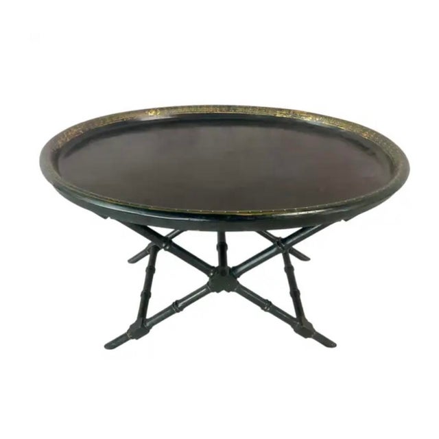 Antique Paper Maché Tray Table With Faux Bamboo Base For Sale - Image 9 of 10