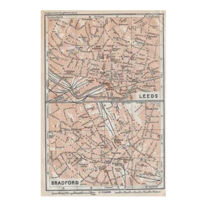 1910 Map of Leeds and Bradford England