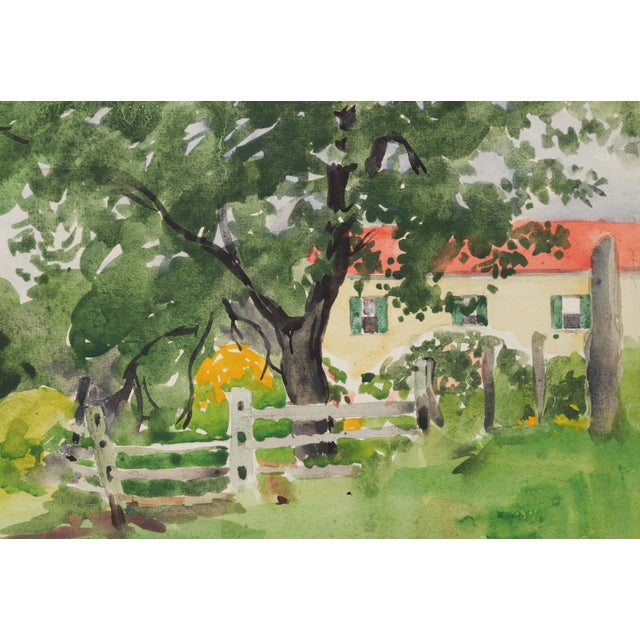 1922 New England Farm Watercolor Painting by Egbert Cadmus For Sale - Image 4 of 7
