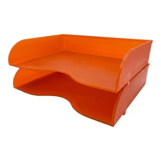 Vintage Orange Knoll Extra "Orchestra" Memo Trays by Hannah & Birsel - A Pair For Sale