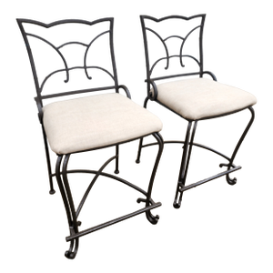 Pair of Iron Counter Height Bar Stools