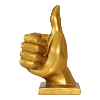 Gold Thumbs Up Hand Symbol Sculpture For Sale