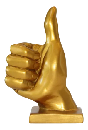 Gold Thumbs Up Hand Symbol Sculpture