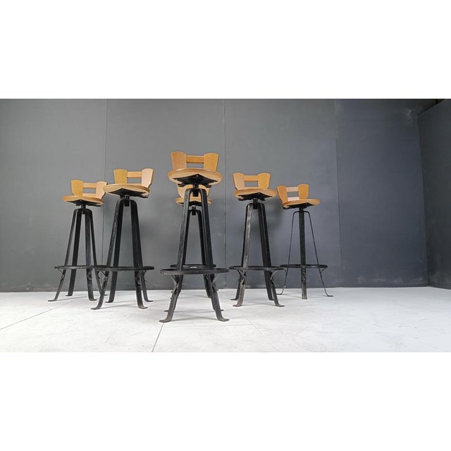 Vintage Brutalist Bar Stools, 1970s, Set of 6 For Sale - Image 6 of 12