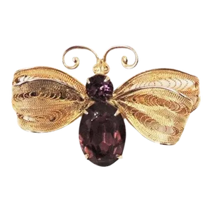 Vintage Signed Napier Faux-Topaz Fly Brooch