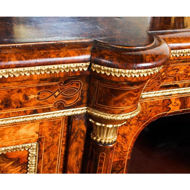 Glass Victorian Burr Walnut Sevres Plaque Credenza with Mirror Back, 19th Century For Sale - Image 7 of 18