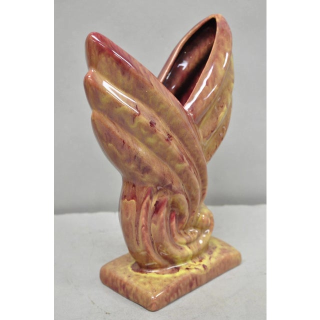 Vintage Mid Century Modern Gonder Pottery 810 Red Flambe Wine Flame Sculptural Vase. Circa Mid 20th Century. Measurements:...