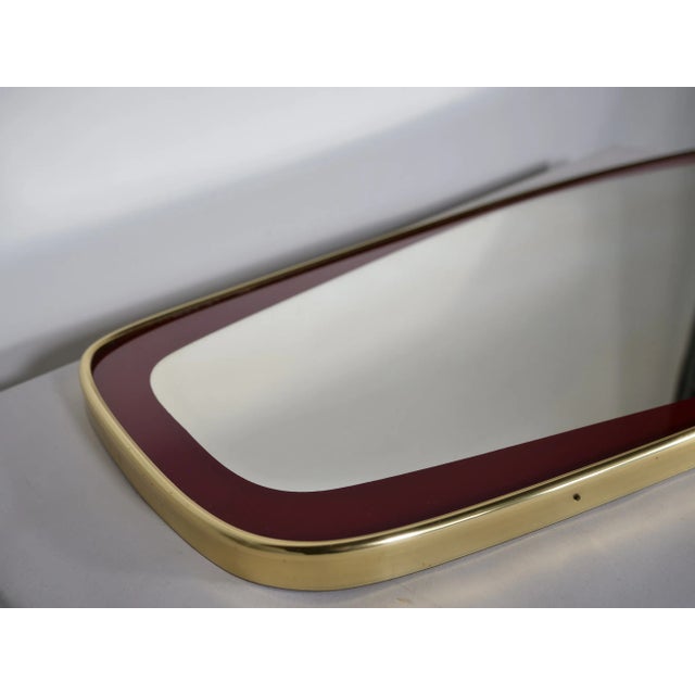 Mid-Century Freeform Design Mirror with Gold Rim, 1950s For Sale - Image 4 of 9