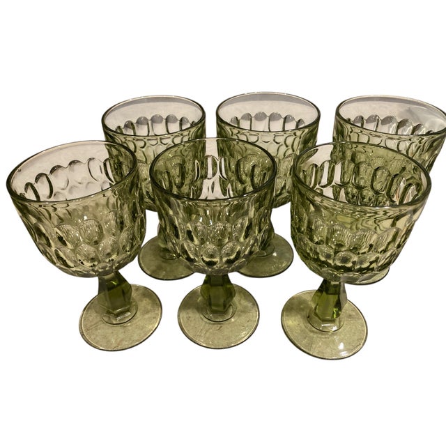 Mid-Century Modern 1960s Mid-Century Modern Fenton Colonial Green Glass Pitcher With Assorted Stem Ware - 15 pcs For Sale - Image 3 of 5