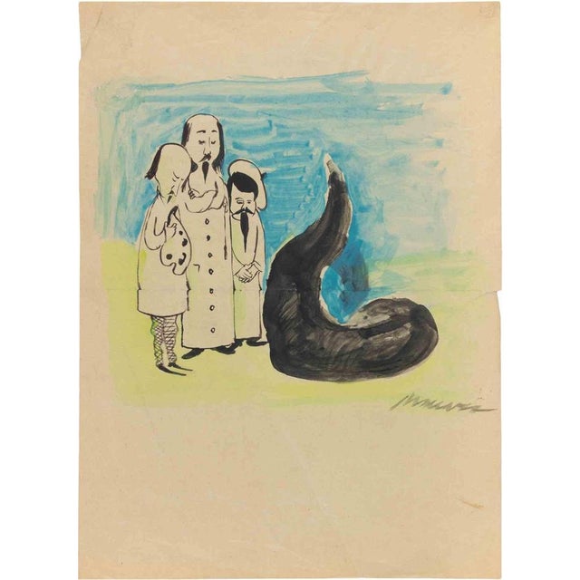 Modern Mino Maccari, The Chinese Monster, Artwork on Paper, 1955 For Sale - Image 3 of 3