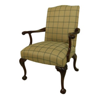 Chippendale Style Ball & Claw Upholstered Armchair For Sale